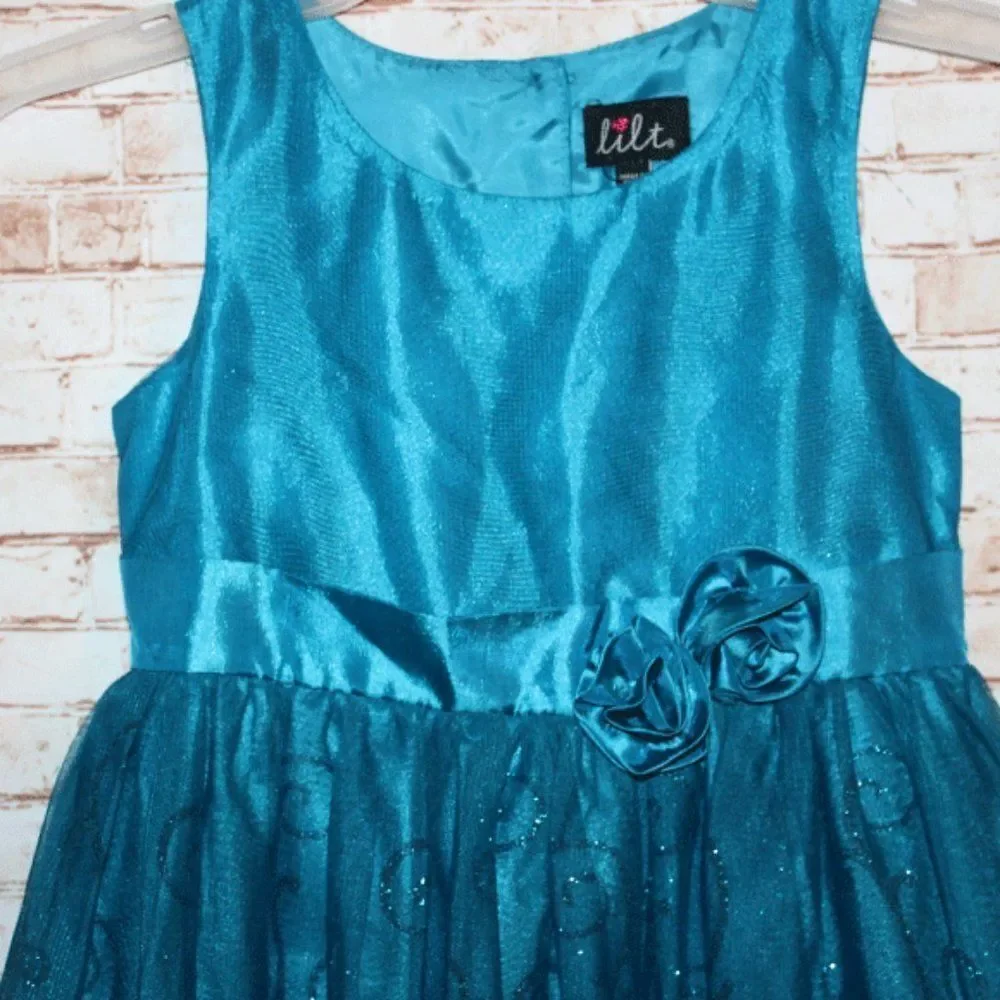 Lilt Girls' Floral Glitter Mesh Dress Size 6
